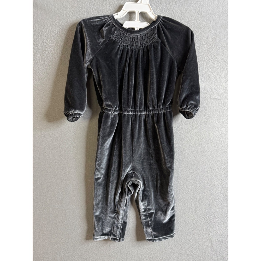 Old Navy Baby Girl Velvet Jumpsuit 12-18M Long Sleeve‎ Button Back Romper NWT